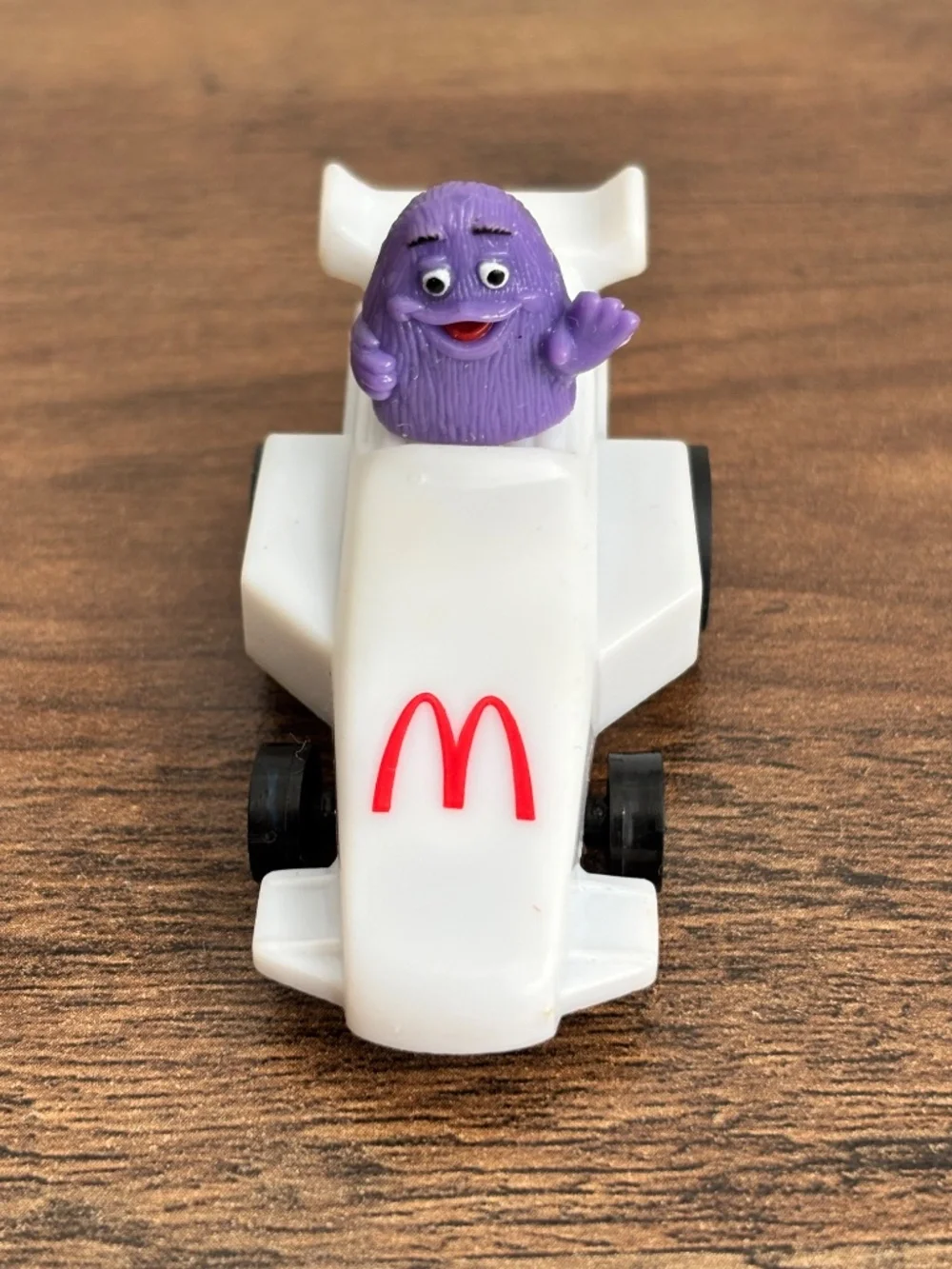 VINTAGE McDonalds Happy Meal Toy Grimace White Race Car Pull Back Turbomac 1988